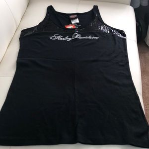 Harley Davidson Tank Top with Sequins Black